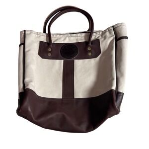 Duluth Pack Canvas Leather Tote Bag Cream Brown Made in USA